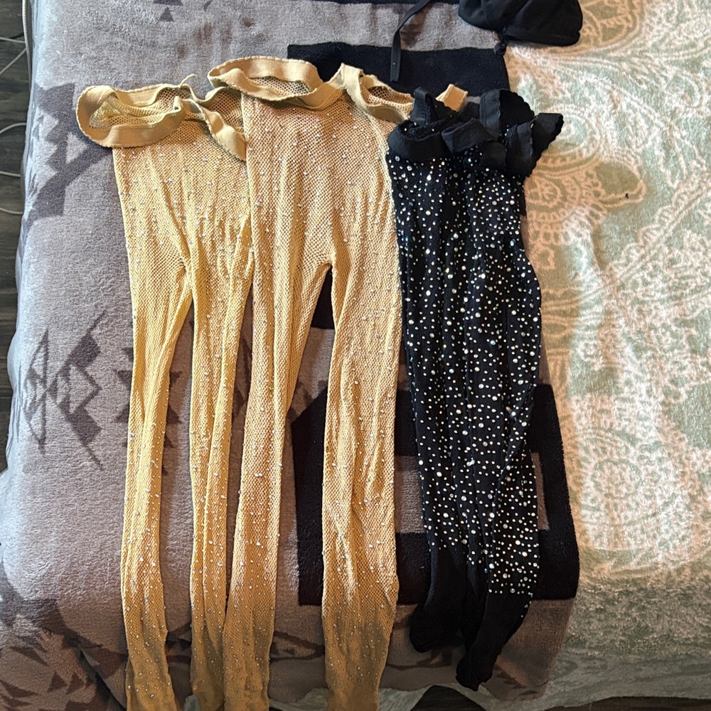 Amazon Gold and Black Women's fishnet bundle